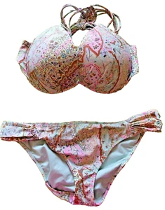 Victoria's Secret 34DD/M Multi U/W Padded Macrame Racer Back Knockout Bikini Set - Picture 1 of 4
