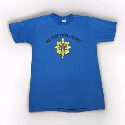 Camiseta Artex Inteligencia Militar Puntada Única Defensa EE. UU. Azul Grande EE. UU. De Colección Foto 1 de 4