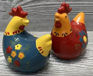 Hahn und Huhn Henne Salz & Pfefferstreuer hell bunt Bauernküche - Bild 1 von 8