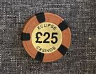 UK Casino Chip - Eclipse Casinos, England, Foil Centre £25 Casino Chip
