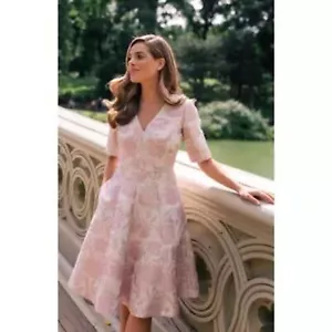 Gal Meets Glam NWT Dress Adair Pink Passion Jacquard Fit & Flare Pockets Size 8P - Picture 1 of 8