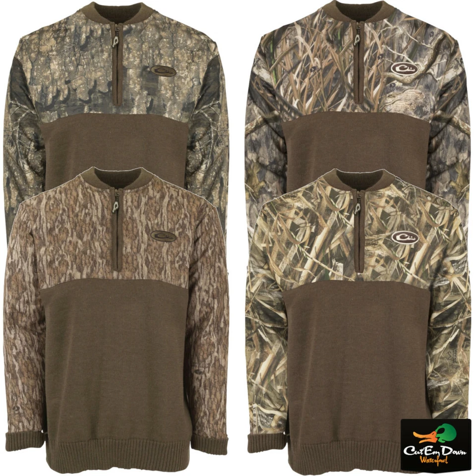 DRAKE WATERFOWL CAMO 1/4 ZIP WOOL SWEATER - Image 1 of 1