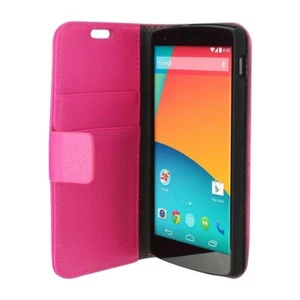 ETUI A RABAT GOOGLE NEXUS 5 FOLIO ROSE ECO-CUIR (PU) - Photo 1 sur 2