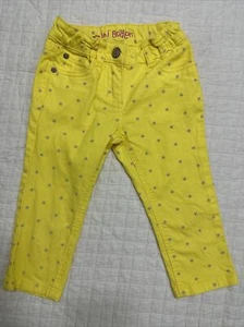 Mini Boden 4 Girls Yellow Jeans Silver Stars Denim adjustable waist stretch - Picture 1 of 12