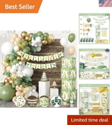 258-Pc Sage Green Baby Shower Decorations Set – Elegant Gender Neutral Decor - Image 1 of 4