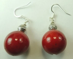 Earrings 18mm Coral Earrings Handcrafted Jewelry - Picture 1 of 1