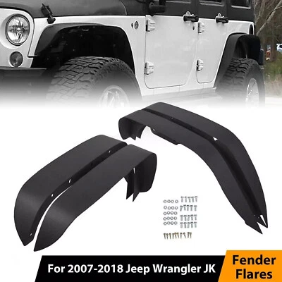 For Jeep Wrangler 07-18 JK Full Set Flat Style Solid Steel Fender Flares - Image 1 of 4