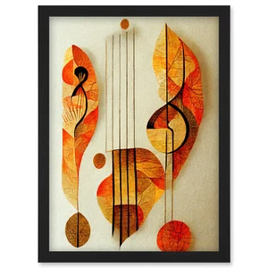 Musical Symbol Clef Staff in Warm Autumn Framed Wall Art Picture Print A4 - Picture 1 of 31