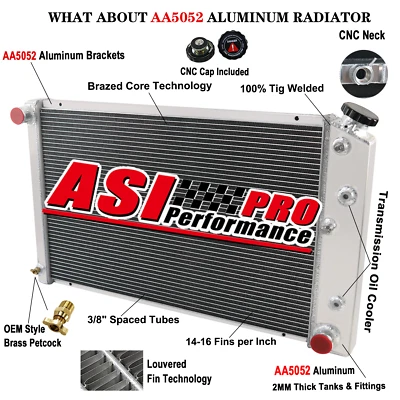 3 ROW ALUMINUM RADIATOR For CHEVROLET CAMARO 1970-81,73 MONTE CARLO 78-87 G-BODY — 第 1/4 张图片