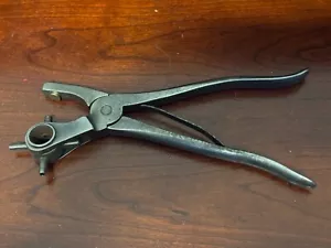 Vintage Iron CYCLONE Leather Punch Pliers- 4 sizes Rotating Spring action - Picture 1 of 9