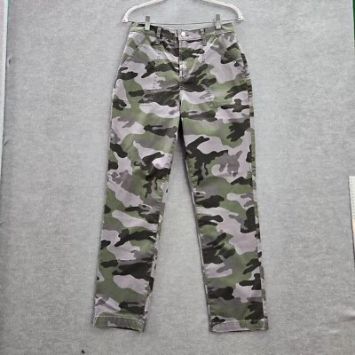 Женские брюки Juicy Couture 26 зеленый камуфляж чино прямой высокий подъем Y2K - Изображение 1 из 4
