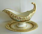 SUPERB ANTIQUE F AND M  ERNST WAHLISS PORCELAIN SAUCE BOAT FISH AND BUTTERFLY 