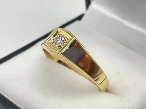 18ct Gold Hallmarked 10pt Diamond Signet Ring. Goldmine Jewellers. - Picture 1 of 10