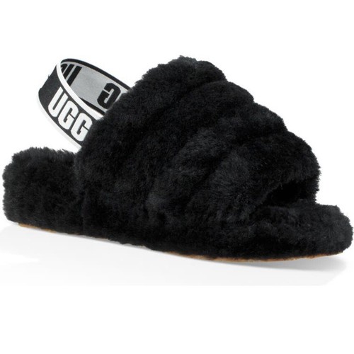 UGG Fluff Yeah Ciabatta sandalo donna shearling slingback nero US5 UK3 EU36