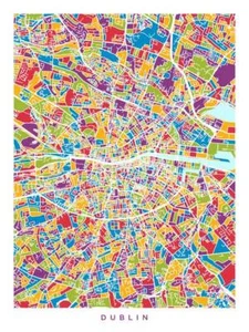 Poster - Dublin Map, Modern Abstract City Streets, 4 Sizes - Picture 1 of 25