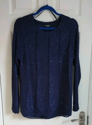 Ladies Quiz Jumper Size M Navy Blue with Sequins. Never Worn. - Image 1 of 4