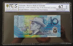 1994 Australian $10 Fraser Evans R316b Blue Dobell PCGS graded Superb Gem UNC 67 - Picture 1 of 2