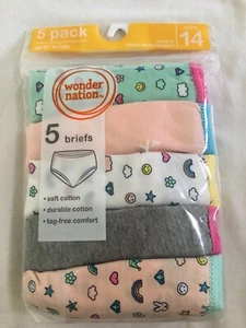 NWT Wonder Nation Girls Briefs Panties Underwear 5pairs/pack Rainbow Smile sz 14 - Picture 1 of 2