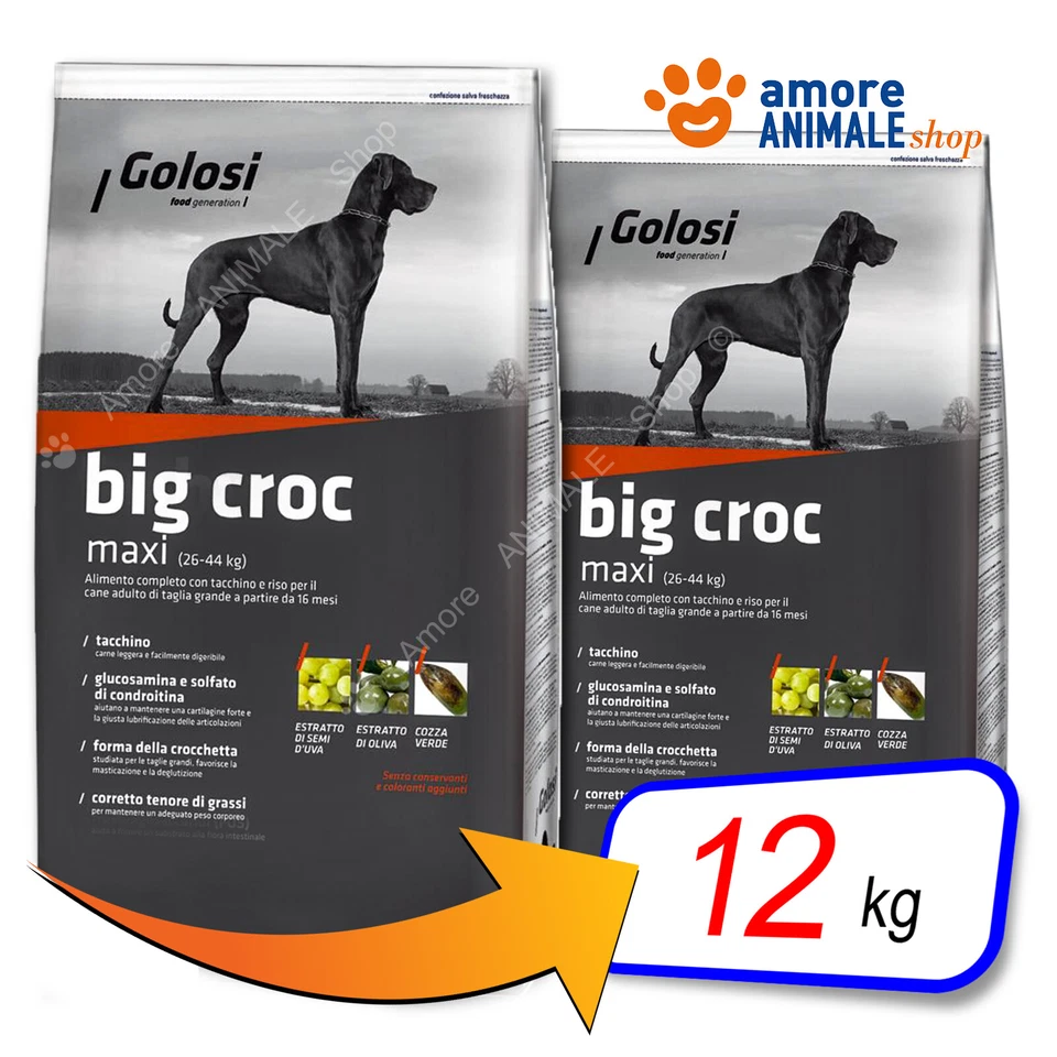 Golosi DOG Adult → Big Croc - 12 kg - Crocchette Per Cani,  Mangime Cane - Immagine 1 di 1