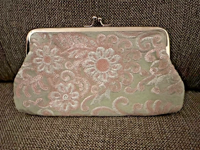 亮片刺绣花卉小号手拿包晚装钱包粉彩金属 DAR — 第 1/3 张图片