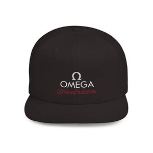 Flat Bill Snapback Cap with Embroidered Omega Speedmaster Logo - Picture 1 of 10