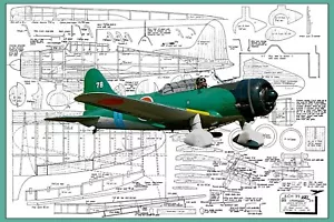 Model Airplane Plans (UC): Aichi 99 VAL Scale 39" for 2.5-5cc (.15-.30ci) Engine - Picture 1 of 4