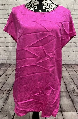 Blusa De Colección Años 80 Diane Freis Rosa Magenta Para Mujer’s 100% Seda SS Texturizada Satén S Foto 1 de 4