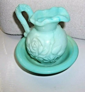 Jarra y tazón de porcelana Avon de colección década de 1970 piel - botella de aceite de baño tan suave - Imagen 1 de 7