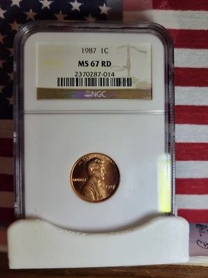 1987-P Lincoln Memorial Cent  ""NGC MS 67 RD"  (Old Style Holder) *Uncirculated* - Image 1 of 4