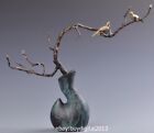 53 CM Western Art Deco Bronze magpie Bird plum blossom Animal Pot Vase Sculpture