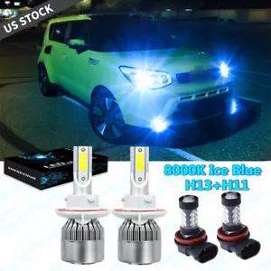 For Kia Soul 2014-2019 8000K LED Headlight Hi/Lo + Fog Light Bulbs Combo Kit - Bild 1 von 14