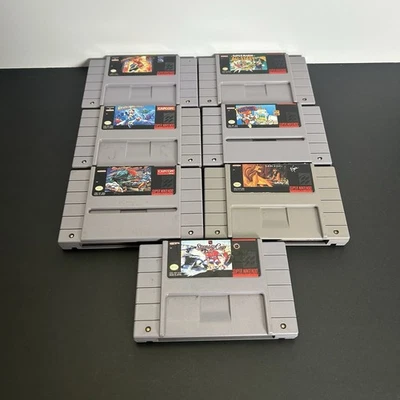 Super Nintendo SNES Game Lot Of 7. Mega Man X, Mario,  Street fighter II, Etc - Image 1 of 4