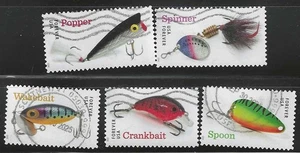 US Sc# 5961-5965 FRESH WATER FISHING LURES USED SET of 5 OFF PAPER SOUND - Picture 1 of 1