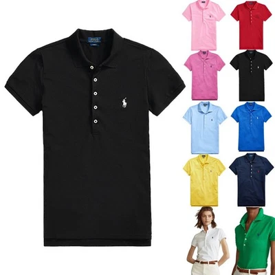 2025 Summer UK New Women Polo Shirt Short Sleeve Classic Slim Fit Collared R&L