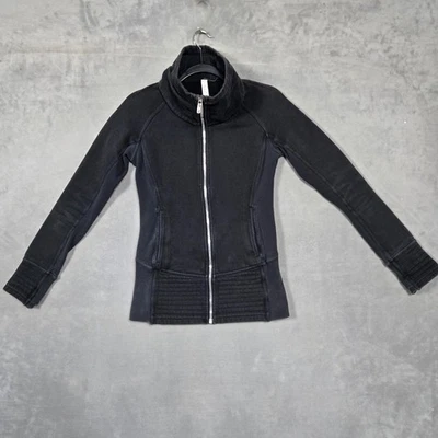 Chaqueta Lululemon Radiant II para mujer 4 negra cremallera completa desgastada *DEFECTO* Foto 1 de 4