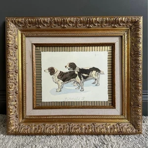 Kinder Harris gerahmte Kunst Spaniels II Hunde verzierter Rahmen Gold 14x15"  - Bild 1 von 19