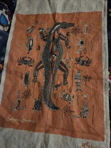 Vintage Churinga Australia Crocodile Dreaming Kitchen Linen Towel 32x18 Inch - Picture 1 of 7