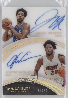 2015 Panini Immaculate Dual /49 Jahlil Okafor Justise Winslow #37 Rookie Auto RC - Image 1 of 2