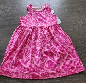 Pink Summer Dress Girl withpocket, Kids Casual Fit And Flare, Size S(6-6x) - Picture 1 of 4