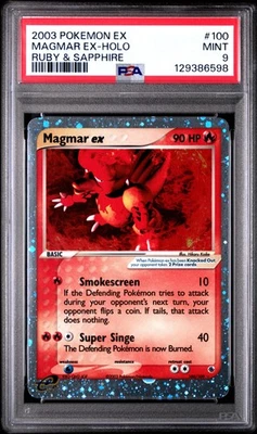 2003 Pokemon Ex Ruby & Sapphire #100 Magmar Ex Holo Ruby & Sapphire PSA 9 MINT - Image 1 of 2