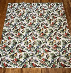 Vintage Birds Cardinals Blue Jays Robins 72” x 84" Polyester Nylon Blanket - Picture 1 of 7