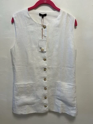 Quince Women 100% Linen Vest, White S - Image 1 of 4
