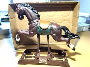 Cracker Barrel Cast Iron Brown Rocking Horse. Springs. 8” Tall. 9” Long. Heavy - Picture 1 of 8