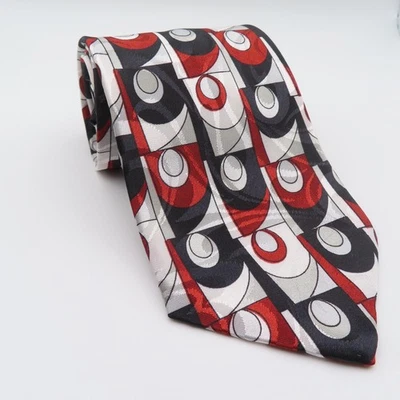 Enrico Capucci Polyester Tie Red Black Abstract 4" Wide 56" Long - Image 1 of 4