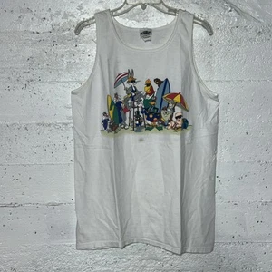 Acme Clothing Warner Bros Looney Tunes Beach White Tank Top Vintage 1991 Size M - Picture 1 of 9