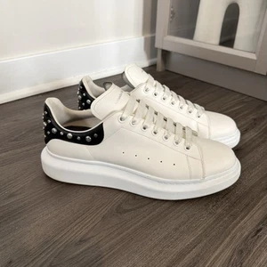 Alexander McQueen Oversized White Leather Studded Sneakers 47 Exaggerated-Sole - Picture 1 of 8