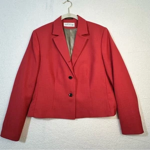 Orvis Red Wool Blend Cropped Classic Office Blazer Jacket Holiday Women Size 12 - Picture 1 of 8