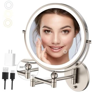 Espejo de Maquillaje Montado en la Pared de 9" con Luces, 4000mAh Recargable 9 pulgadas-níquel - Imagen 1 de 8