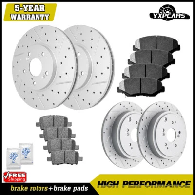 Front & Rear Drilled Rotors + Ceramic Brake Pads for 2003 2004 -2008 Honda Pilot - Imagem 1 de 4