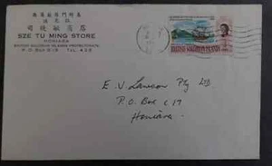 1968 British Solomon Islands Sze Tu Ming Cover ties 3c stamp cancelled Honiara - Picture 1 of 2